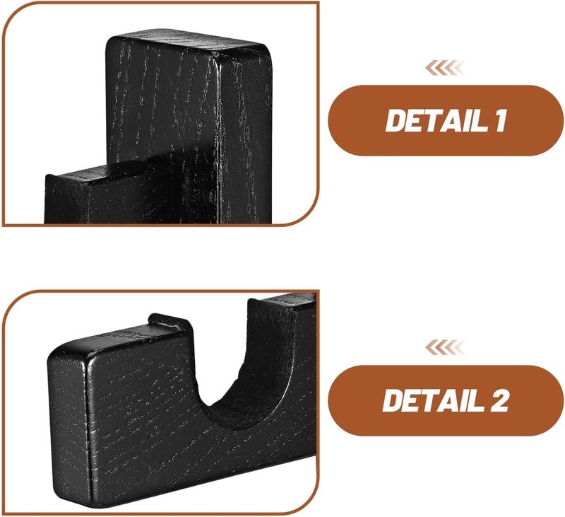 Ciieeo 2 Pairs Black Wooden Hockey Stick Holder Wall Mount Rack for Ice Hockey Stick Storage and Display Organizer Space-saving for Garage and Home - Image 3