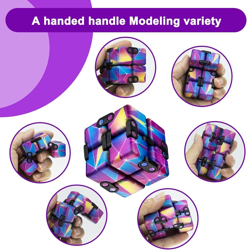 WUQID Infinitycube Fidget Toy Stress Relieving Fidgeting Game for Kids and Adults,Cute Pocket-Sized Unique Gadget for Anxiety Relief and Kill Time (Mini Blue/Pink) - Image 2
