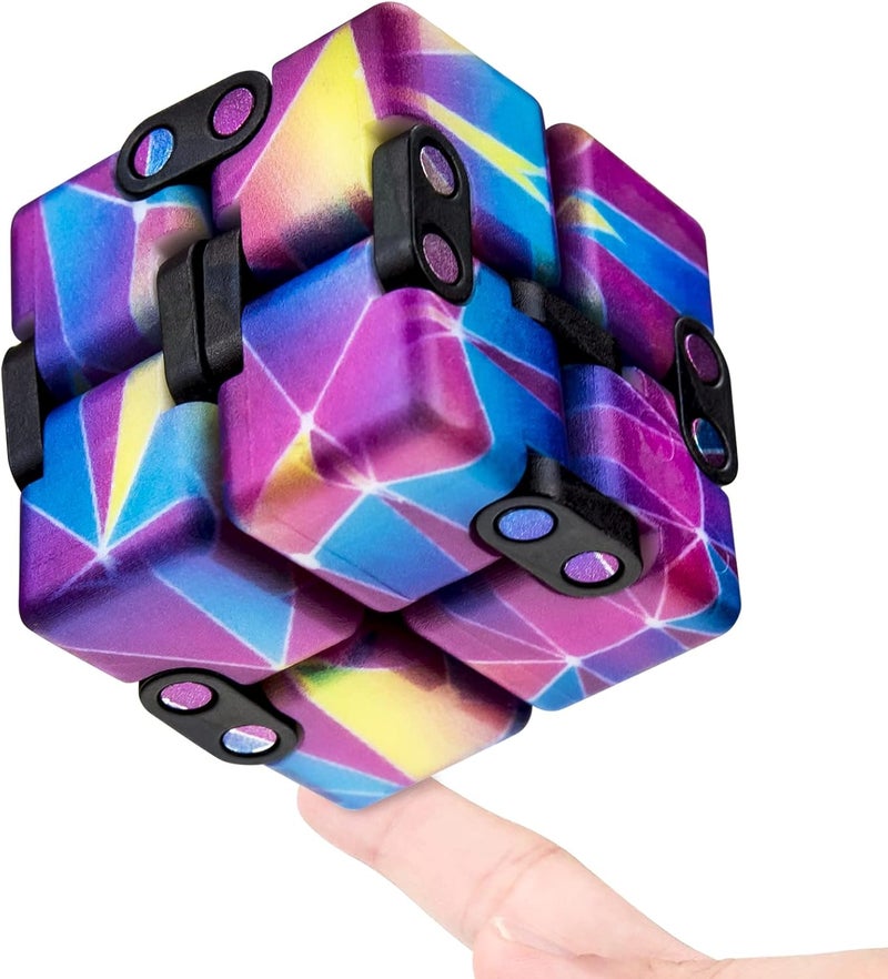 WUQID Infinitycube Fidget Toy Stress Relieving Fidgeting Game for Kids and Adults,Cute Pocket-Sized Unique Gadget for Anxiety Relief and Kill Time (Mini Blue/Pink) - Image 1