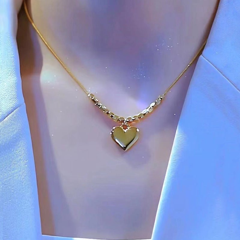 Women's Double Layer Heart Snake Bone Chain Necklace, Titanium Steel Delicate Clavicle Chain - Image 2