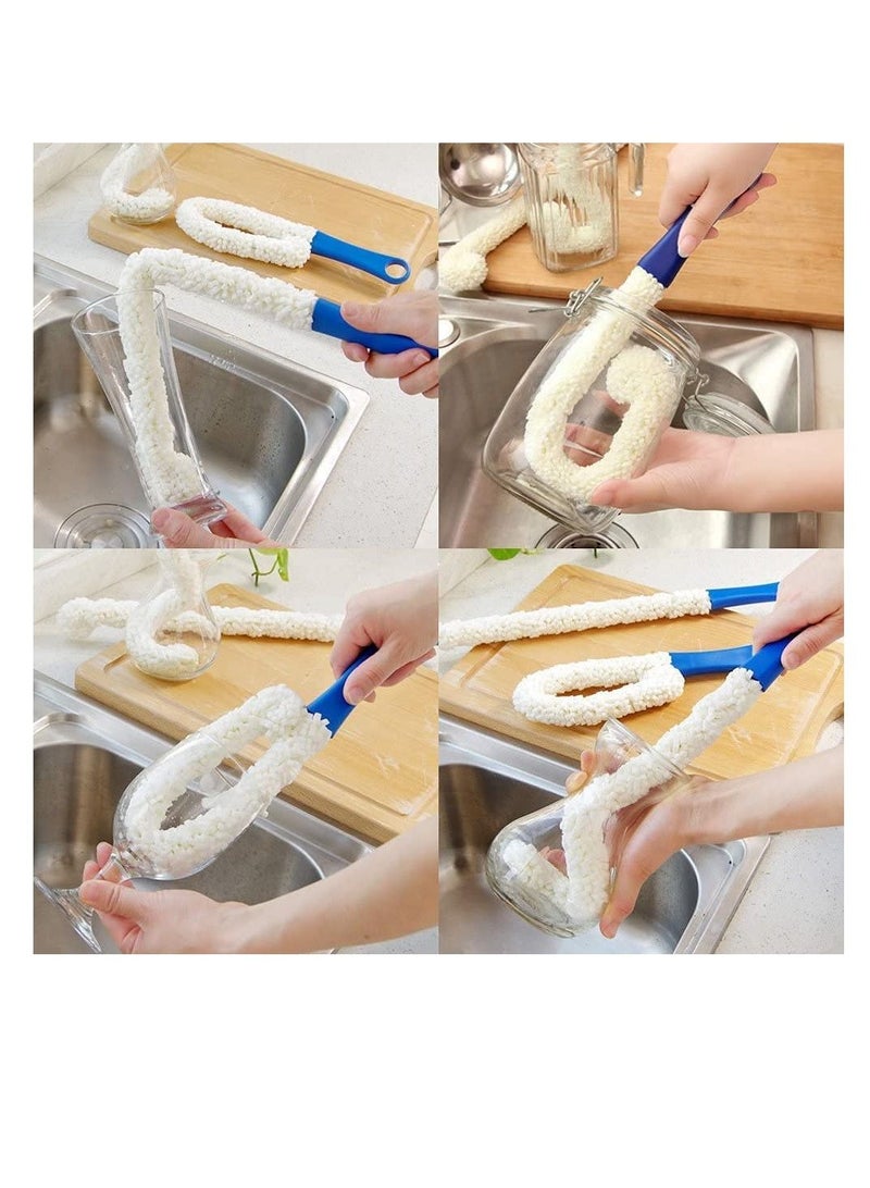 Bottle Brush Cleaner, Bendable Long Water Bottles Cleaner Brushes with Handle, Flexible Washer Cup Scrubber  Round Scrub Set, Cleaning Set - Image 2