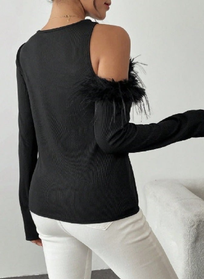 Shein SHEIN Frenchy Women Casual Solid Color Heart-Neck Long Sleeve Top, Autumn - Image 2