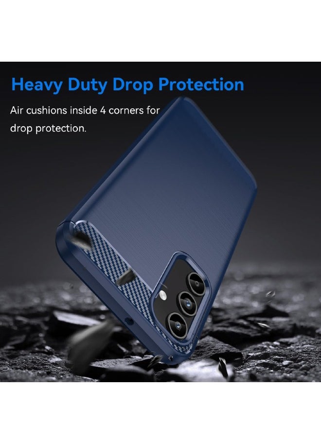 RUGGED SHIELD - Samsung Galaxy A15 Case with Brushed Carbon Fiber Texture, Fashion Shock-Absorption Anti-Drop Flexible TPU Bumper Soft Rubber Protective Phone Case Cove for Samsung Galaxy A15 2024, Blue - Image 1