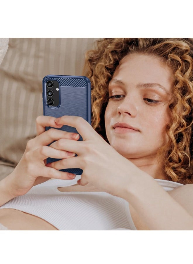 RUGGED SHIELD - Samsung Galaxy A15 Case with Brushed Carbon Fiber Texture, Fashion Shock-Absorption Anti-Drop Flexible TPU Bumper Soft Rubber Protective Phone Case Cove for Samsung Galaxy A15 2024, Blue - Image 1