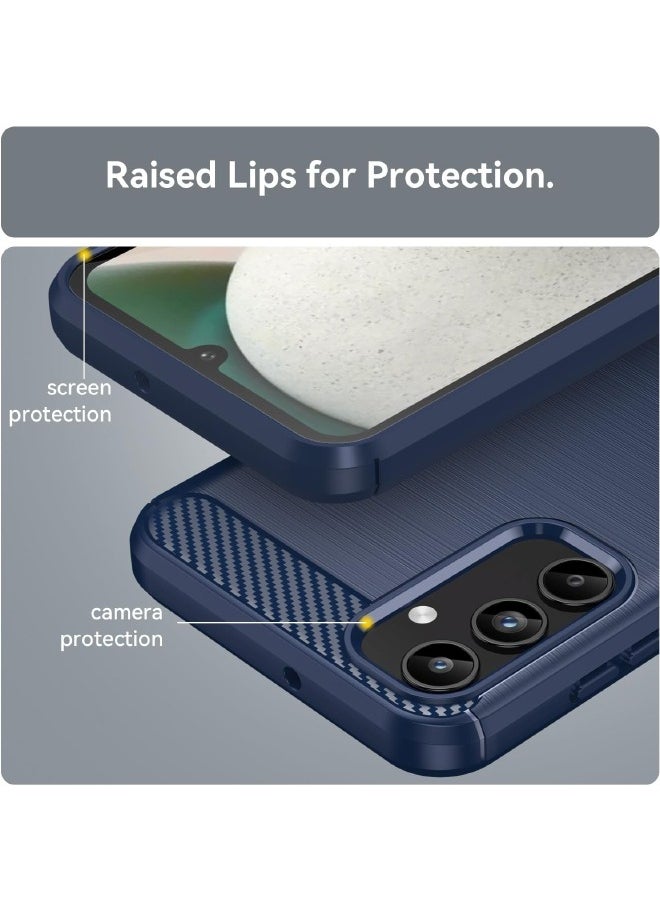 RUGGED SHIELD - Samsung Galaxy A15 Case with Brushed Carbon Fiber Texture, Fashion Shock-Absorption Anti-Drop Flexible TPU Bumper Soft Rubber Protective Phone Case Cove for Samsung Galaxy A15 2024, Blue - Image 1