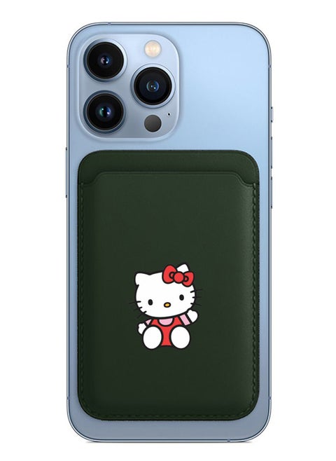 Magsafe Wallet - Mag Safe Secure Credit Card Holder – Vegan Leather. Magnetic Card Wallet Holder - Apple iPhone 14,13,12 Compatible- Green- Hello Kitty