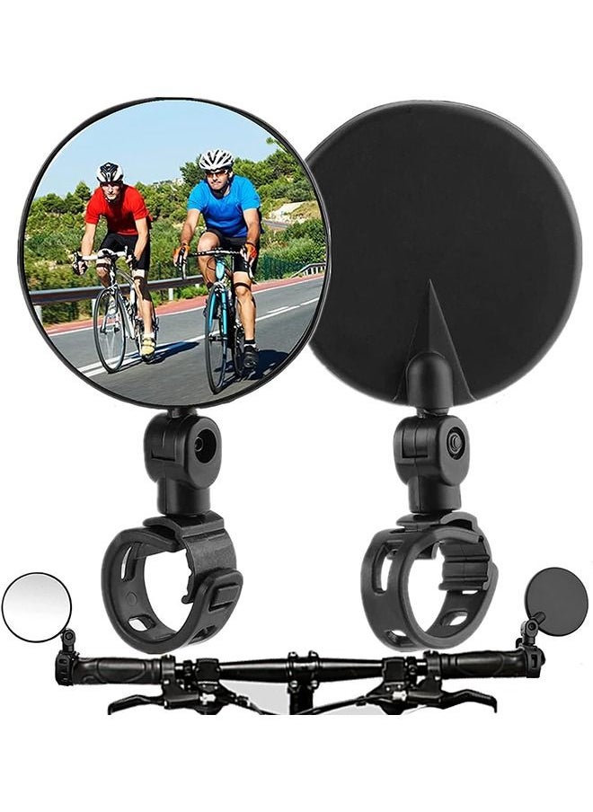 Arabest Bike Mirror, 2pcs Bike Rear View Mirrors, 10cm Bicycle mirrors for handlebars, 360 Rotatable Bike Mirrors Handlebar Rearview Mirror, Acrylic Convex Mirror for Road Bike/MTB/Off-Road/Fixed Gear Bike  - Image 1