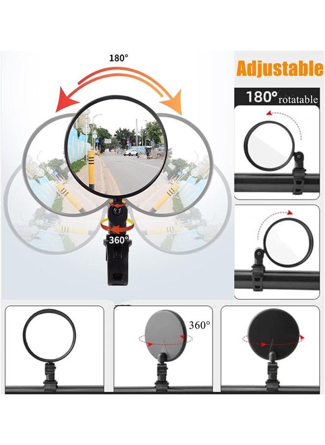 Arabest Bike Mirror, 2pcs Bike Rear View Mirrors, 10cm Bicycle mirrors for handlebars, 360 Rotatable Bike Mirrors Handlebar Rearview Mirror, Acrylic Convex Mirror for Road Bike/MTB/Off-Road/Fixed Gear Bike  - Image 2