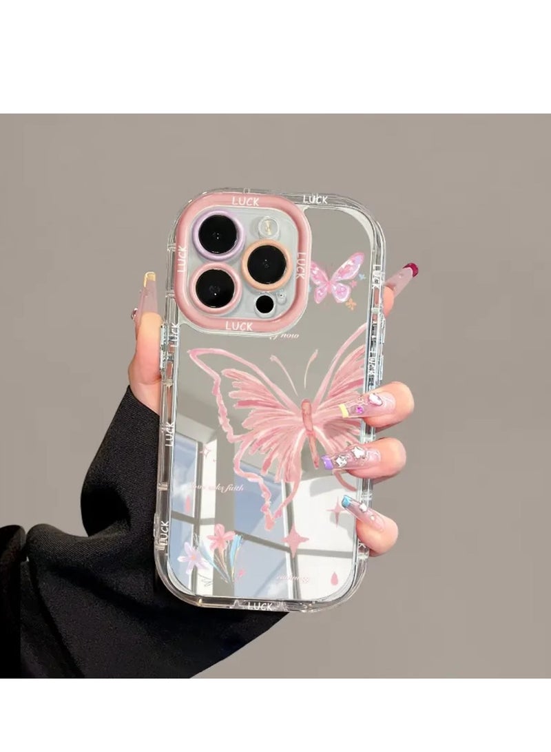 NIBEMINENT Cute Butterfly Protective TPU Case Cover For iPhone 15, Perforated Butterfly