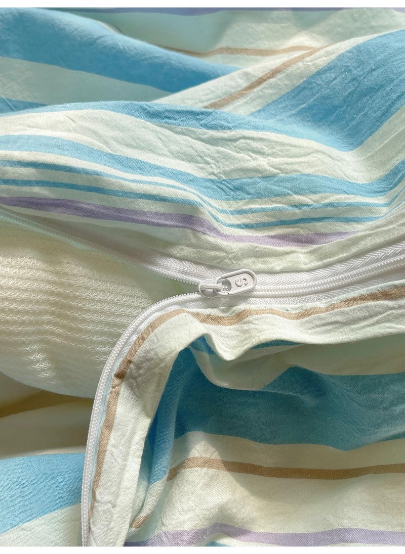 General - 4 Pieces Satisfying Bedding Set Dopamine All Cotton Color Woven Washed Cotton Stripes Pure Cotton Bed Sheet Set - Image 1