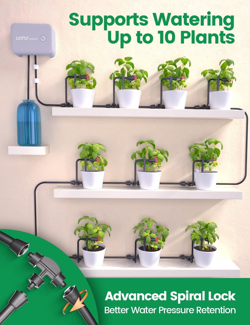 LetPot Automatic Watering System for Potted Plants, [Wi-Fi & App Control] Drip Irrigation Kit System, Smart Plant Watering Devices for Indoor Outdoor, Water Shortage Remind, IPX66, Green - Image 5