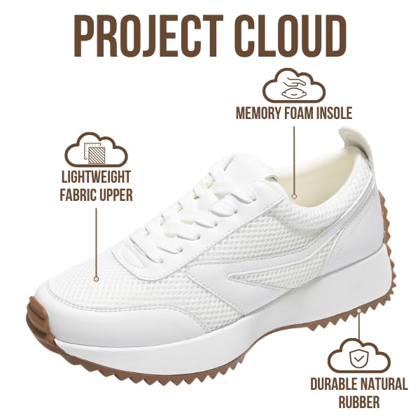 Project Cloud Womens Sneakers - Memory Foam Insole And Lightweight Spring Shoes - Non-Slip Lace Up Trendy Shoes - Fashion Sneakers For Women (Serena  White  11) - Image 2