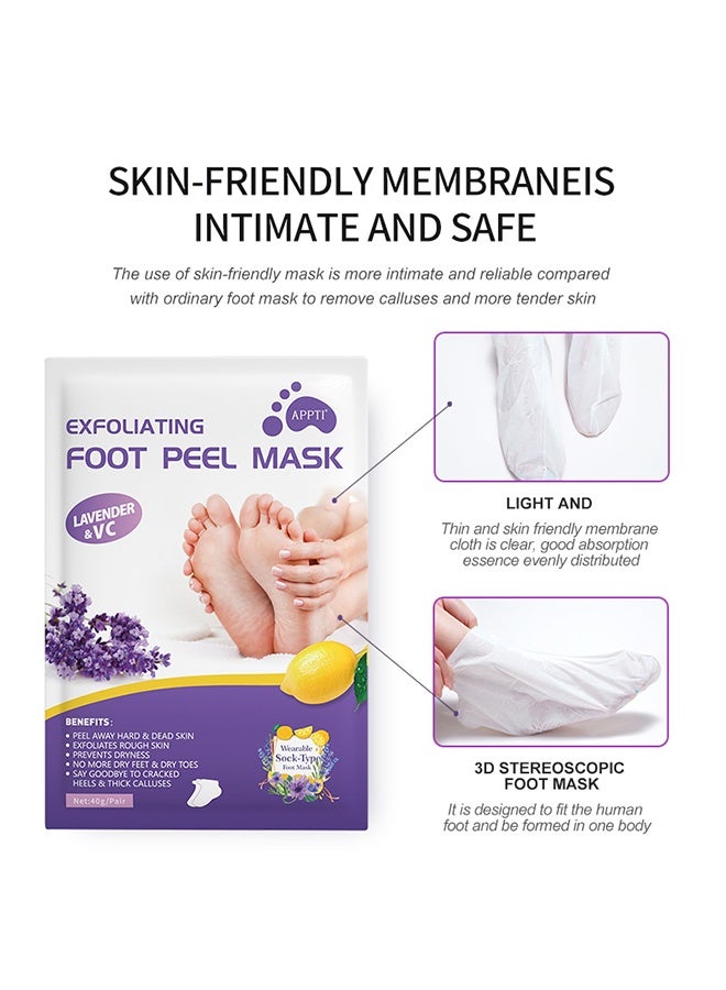 APPTI Lavender VC Exfoliating Foot Peel Mask, Dead Skin Removing Callus Softening Foot Treatment Mask, Moisturizing Repair Rough Dry Feet Skin Care Foot Mask,40g*2 Pairs - Image 4