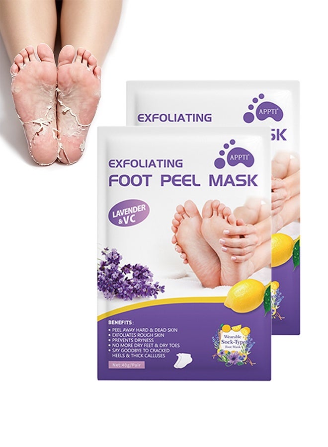 APPTI Lavender VC Exfoliating Foot Peel Mask, Dead Skin Removing Callus Softening Foot Treatment Mask, Moisturizing Repair Rough Dry Feet Skin Care Foot Mask,40g*2 Pairs - Image 1