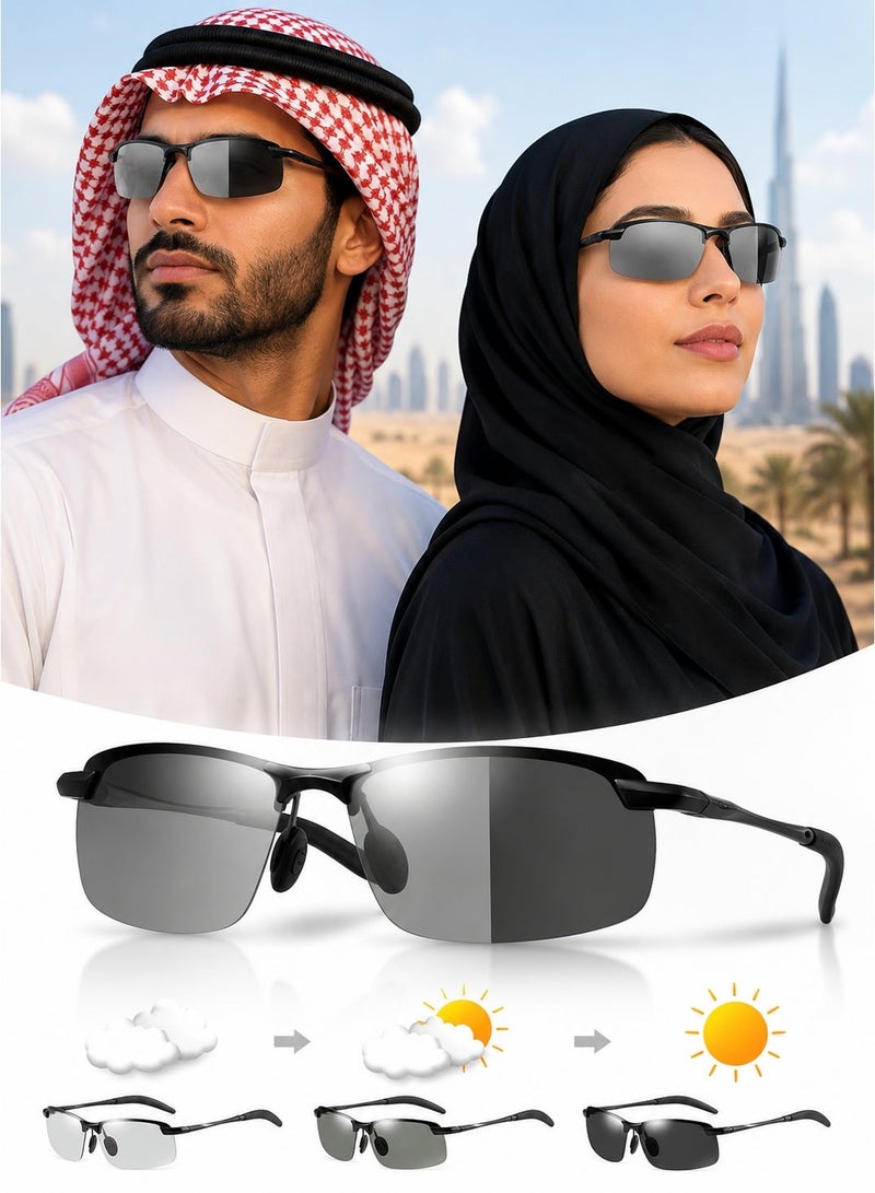 Photochromic Polarized Sunglasses UV400 Day Night Vision Driving Outdoor Sun Glasses For Men Women - Image 1
