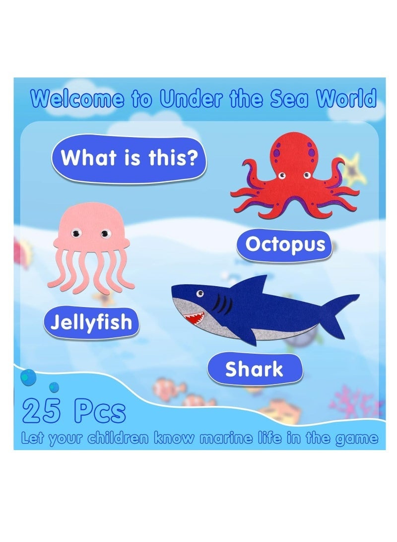 Kids Reusable Ocean Felt Board Toy Portable Travel Storytelling Board Game Wall Hanging Underwater World Theme Toy Early Learning Interactive Play Kit for Toddlers Children - Image 2