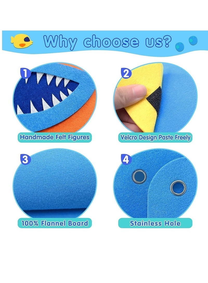 Kids Reusable Ocean Felt Board Toy Portable Travel Storytelling Board Game Wall Hanging Underwater World Theme Toy Early Learning Interactive Play Kit for Toddlers Children - Image 4