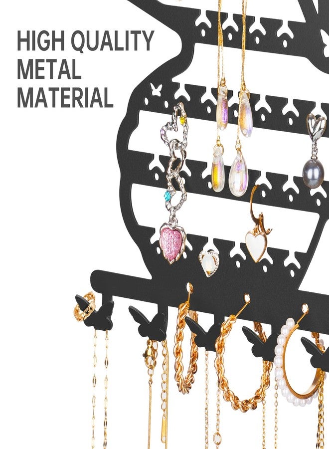 NiHome Butterfly Wall Mounted Jewelry Organizer, Decorative Metal Earring and Necklace Holder for Bedroom, Vanity, or Closet, Stylish Organizer with Easy Hanging for Fashion Lovers (Black) - Image 5