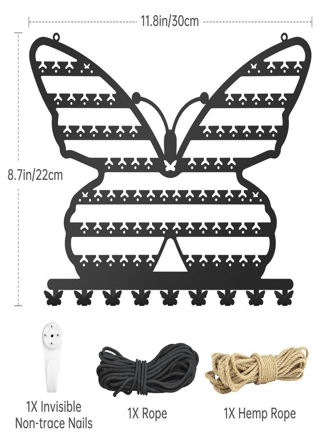 NiHome Butterfly Wall Mounted Jewelry Organizer, Decorative Metal Earring and Necklace Holder for Bedroom, Vanity, or Closet, Stylish Organizer with Easy Hanging for Fashion Lovers (Black) - Image 4