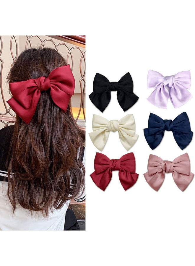 6 PCS Hair Bows , Large Elegant Ribbon Bows for Women - Image 1