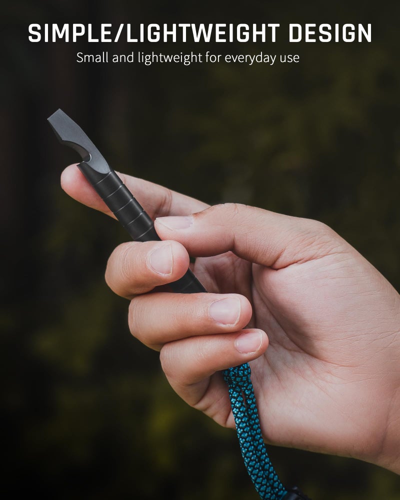 TISUR Titanium EDC Pry Bar, Keychain Prybar Multitool With Bottle Opener, 6 in 1 Portable Pocket Mini Crowbar Tool (Black) - Image 3