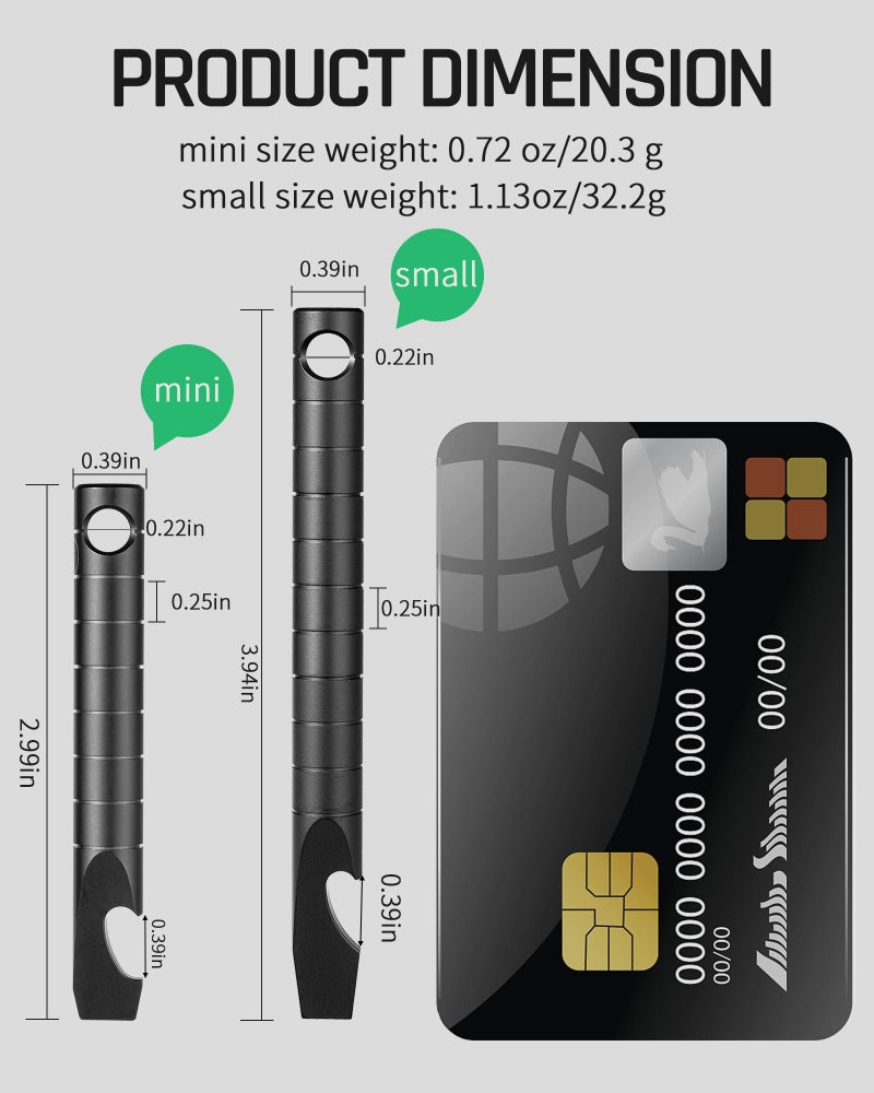 TISUR Titanium EDC Pry Bar, Keychain Prybar Multitool With Bottle Opener, 6 in 1 Portable Pocket Mini Crowbar Tool (Black) - Image 2
