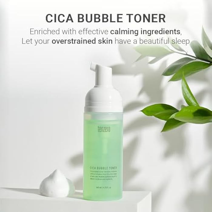 TENZERO CICA Bubble Toner, 4.73 fl oz/140ml, Hydrating & Soothing Centella Toner for Face, Barrier Repair, Korean Bubble Skincare - Image 2