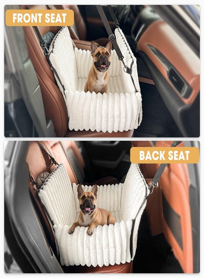 MIXJOY Dog Car Seat for Small/Medium Dogs, Memory Foam Pet Booster Seat for Cars with Clip-On Safety Leash, Soft Travel Carrier for Puppy up to 25 lbs, Detachable and Washable Dog Car Ded, Beige - Image 3