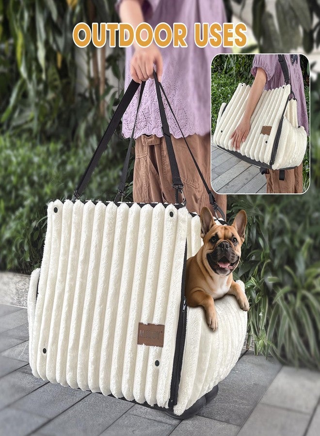 MIXJOY Dog Car Seat for Small/Medium Dogs, Memory Foam Pet Booster Seat for Cars with Clip-On Safety Leash, Soft Travel Carrier for Puppy up to 25 lbs, Detachable and Washable Dog Car Ded, Beige - Image 2