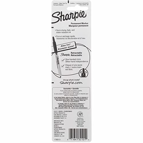 Sharpie Twin-Tip Permanent Marker, Fine/Ultra Fine Point, Black Ink, Pack of 6 - Image 3
