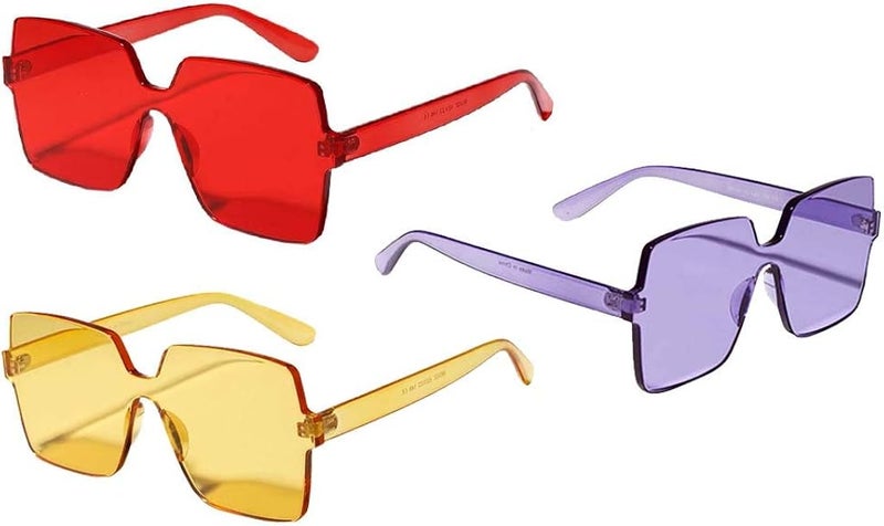 klarako 3 Pieces Women's One Piece Sunglasses Square Rimless Designer Eyewear Shades - Image 5