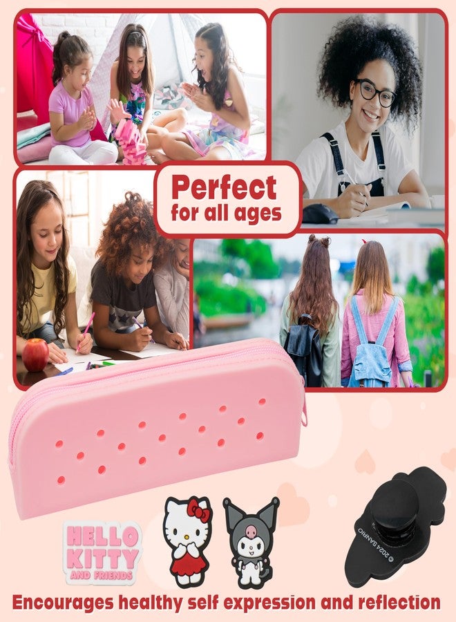 Hello Kitty دفتر مخصص بحجم A5 من هالو كيتي وحافظة أقلام بسحاب، مجموعة قرطاسية كاواي مع دبابيس شخصية تشيبي وملاحظات لاصقة، هدايا أنمي للأطفال - Image 5