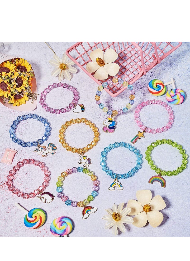 SYOSI - 9 Pieces Colorful Unicorn Bracelet Girls Rainbow Unicorn Bracelets Unicorn Cute Beaded Jewelry Bracelet for Gift Goodie Bag Stuffers Birthday Party - Image 1
