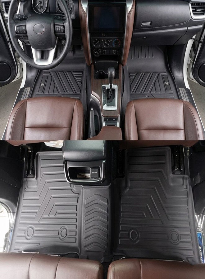 Custom Fit Floor Mat for Toyota Fortuner, TPE Floor Mat for Fortuner 2016+ Models, All-Weather 3D Protection, Black, Full Set - Image 2