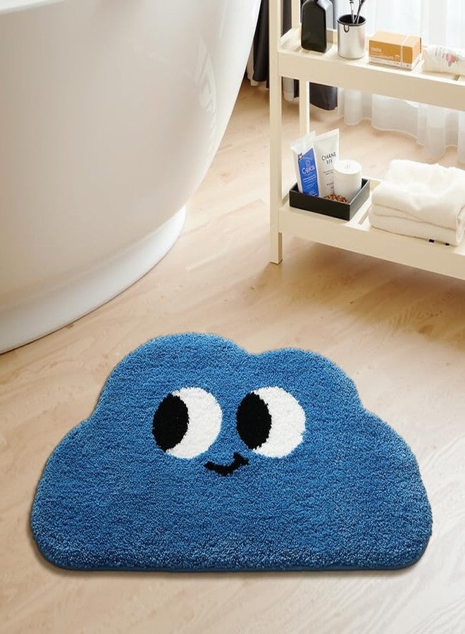Ankah Funny Face Bath Mat, Bathroom Plush Shower Rugs, Non-Slip Rubber, Light-Weight, Dries Fast, Stain-Resistant and Easy-Care, Versatile Bath Mat Perfect for Bathtub, Shower (Blue, 15.75" x 23.62") - Image 1