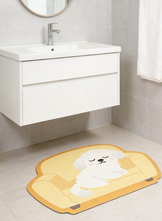 Tyrafry Cute Animal Microfiber Bath Mat - Non-Slip Quick Dry Absorbent Floor Mat for Bathroom Shower Sink, Dog, 17"x27" - Image 1
