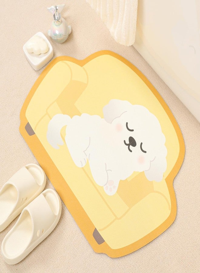 Tyrafry Cute Animal Microfiber Bath Mat - Non-Slip Quick Dry Absorbent Floor Mat for Bathroom Shower Sink, Dog, 17"x27" - Image 2