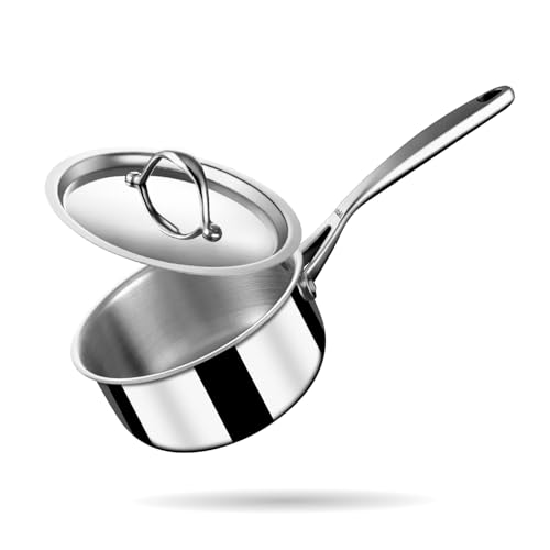 Stahl Artisan Triply 2 L, 18cm Stainless Steel Tea Pan with Lid | Triply Sauce Pan | Induction & Gas Stove Compatible Milk Pan - Image 1