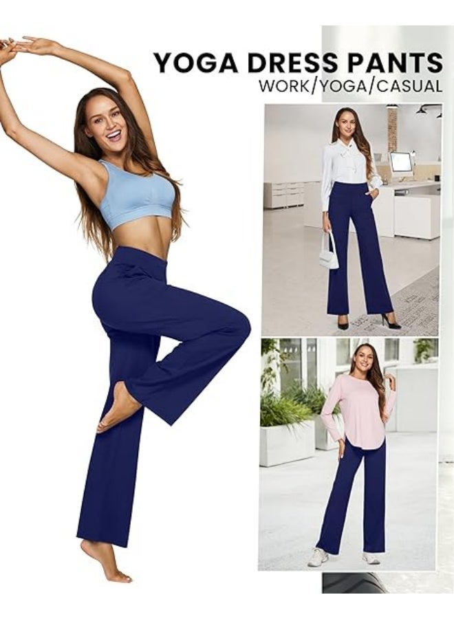 NIBEMINENT Yoga Pants Women Wide Leg Pants with Pockets High Waist Stretch Dress Casual Sweatpants Petite/Regular/Tall - Image 3