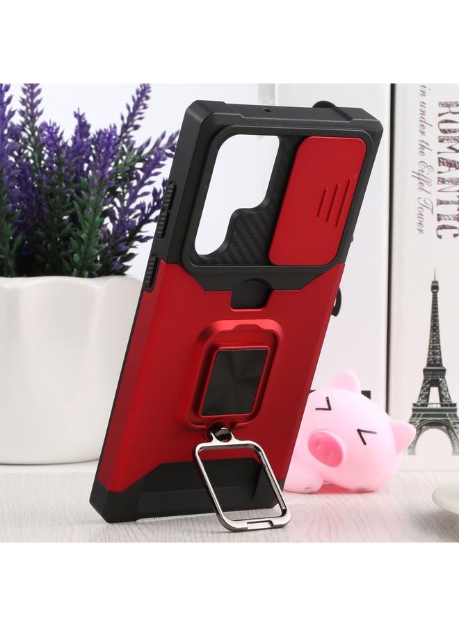 S-TOP Case For Samsung Galaxy S22 Ultra 5G Sliding Camera Cover Design PC + TPU Shockproof Phone Case with Ring Holder & Card Slot - Image 5