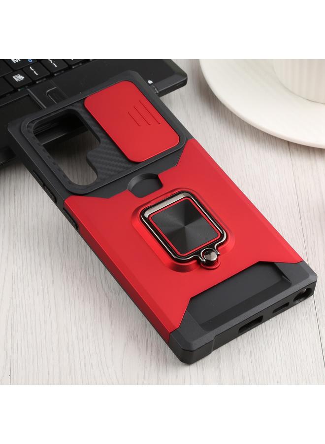 S-TOP Case For Samsung Galaxy S22 Ultra 5G Sliding Camera Cover Design PC + TPU Shockproof Phone Case with Ring Holder & Card Slot - Image 2