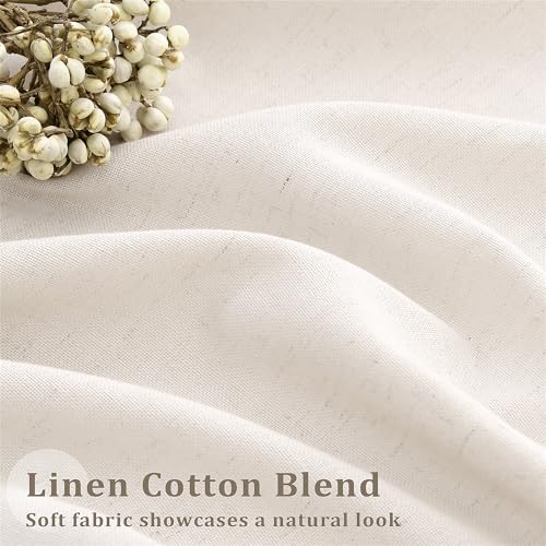 DUKIYO 105 Inch Extra Long Curtains Boho Cream Semi Sheer Light Filtering Curtain for Living Room Bedroom Custom Tall Floor to Ceiling Curtains Linen Pinch Pleated Drapes Neutral Ivory - Image 3