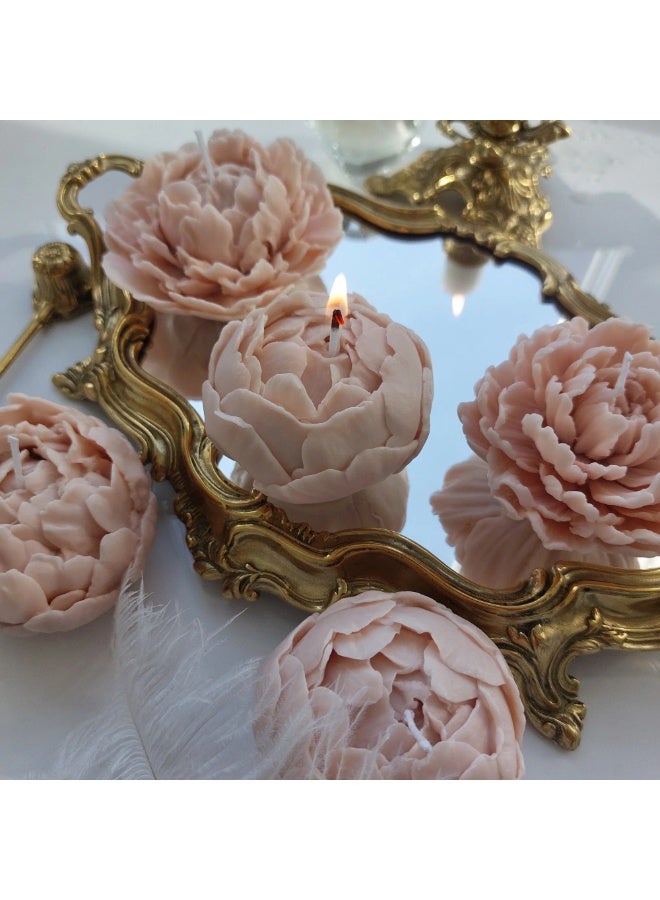 Gift Candle Set No.5 "Beige Peonies" – 100% Beeswax Floral Candles with Preserved Moss Panel, Cotton Wick, Elegant Box & Logo Bag – Home Decor Gift  - Image 2