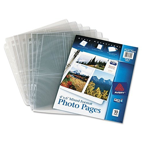 Avery Products - Avery - Photo Pages for Six 4 x 6 Mixed Format Photos, 3-Hole Punched, 10/Pack - Sold As 1 Pack - Heavy-gauge, clear polypropylene sheets. - Acid-free. - Archival-quality, won't lift print. - Three-hole punched. - - Image 3