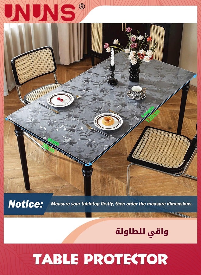 UNUNS Floral Table Protector,70x120cm 1.5mm Thick Plastic Table Cover,Frosted Transparent Desk Protector Mat,Desk Cover Protector Rectangle Waterproof PVC Table Pad for Home Office Desktop - Image 4