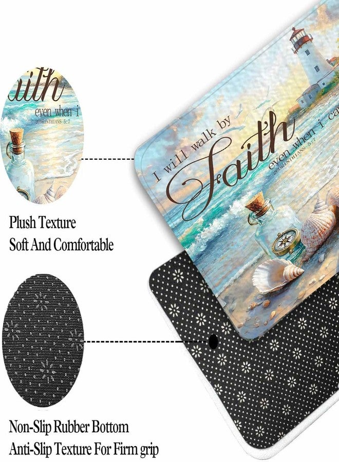 JAWO 17X29 Beach Ocean Bath Mats Rugs for Bathroom, Bible Verse Quotes Inspirational Flannel Bathroom Floor Mat Bath Rug Non Slip, Nautical Coastal Christian Scripture Floor Mat Bath Rug - Image 5