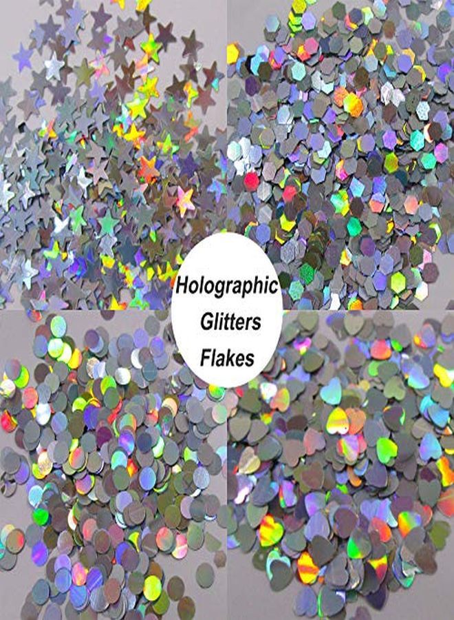 LifexTol Poxy Resin Nail Art Chunky Glitter Flakes Holographic Silver Butterfly Round Glitter Sequins Flakes And Nail Rhinestone Metal Charms Acrylic Nail Accessories With Tweezers (Nailseta) - Image 2