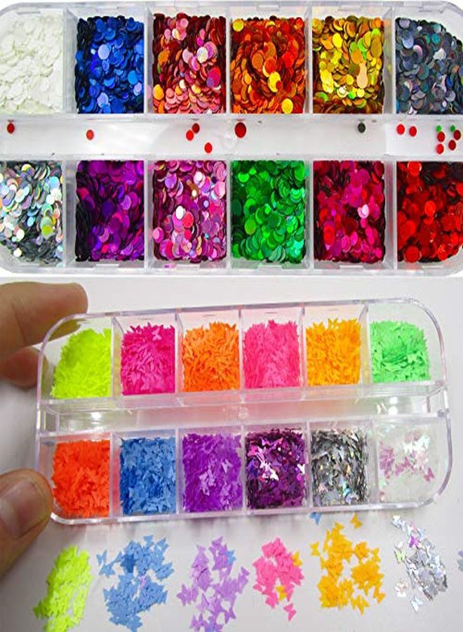 LifexTol Poxy Resin Nail Art Chunky Glitter Flakes Holographic Silver Butterfly Round Glitter Sequins Flakes And Nail Rhinestone Metal Charms Acrylic Nail Accessories With Tweezers (Nailseta) - Image 4