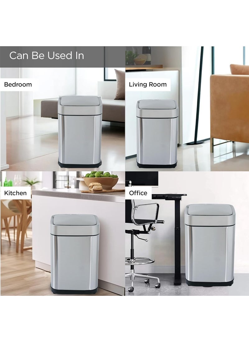 Homestic Homestic 6L Stainless Steel Automatic Touchless Motion Sensor Dustbin Quick Open Soft Close Lid Garbage Bin for Kitchen Bathroom Indoor Outdoor Trash Cana83  - Image 5