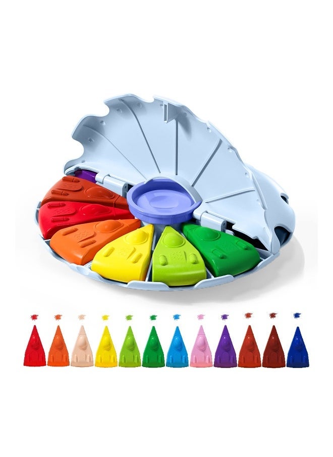 Generic 12 Colors Spaceship Crayons for Kids, Triangle Washable Non-Toxic Crayons for kids, Easy To Grip Washable Kids Crayons, Safe Colouring Art school Supplies Gift Set For Babies And Children 